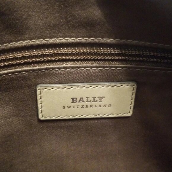 BALLY - Beige Red Leather Canvas Handbag - Picture 7 of 8